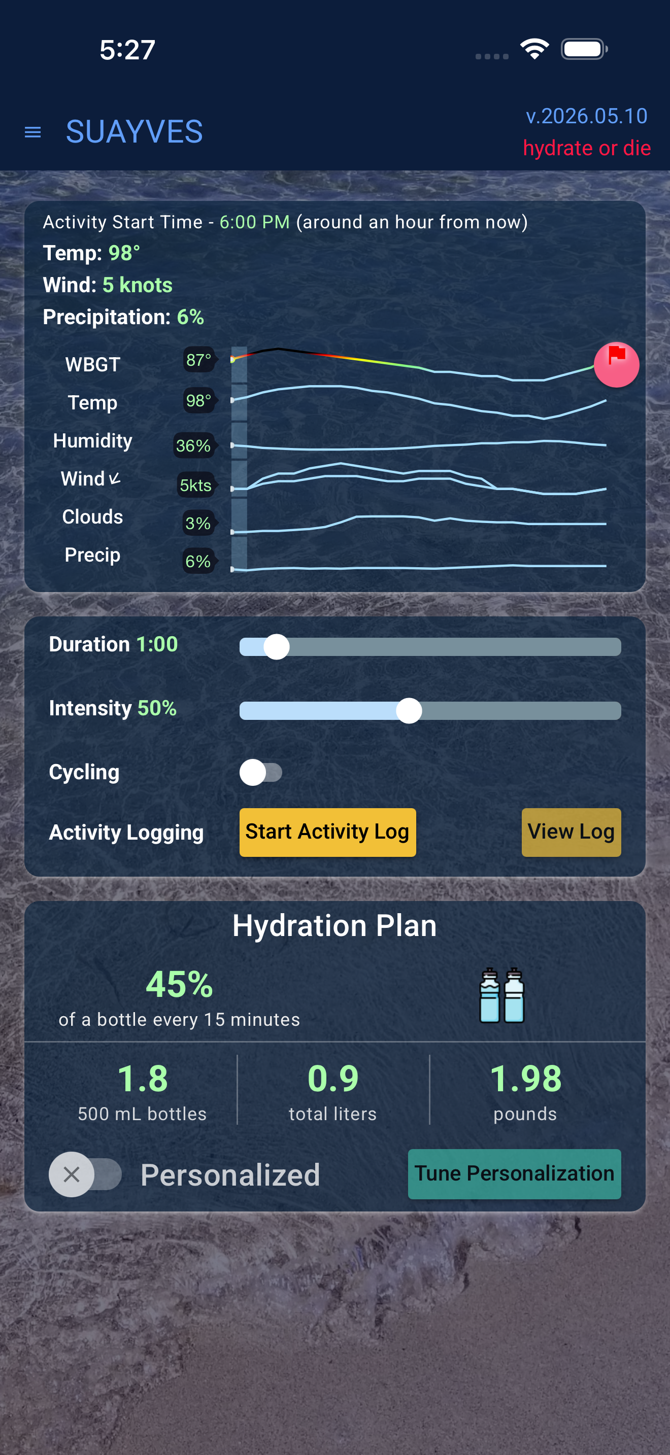 Suayves app main dashboard